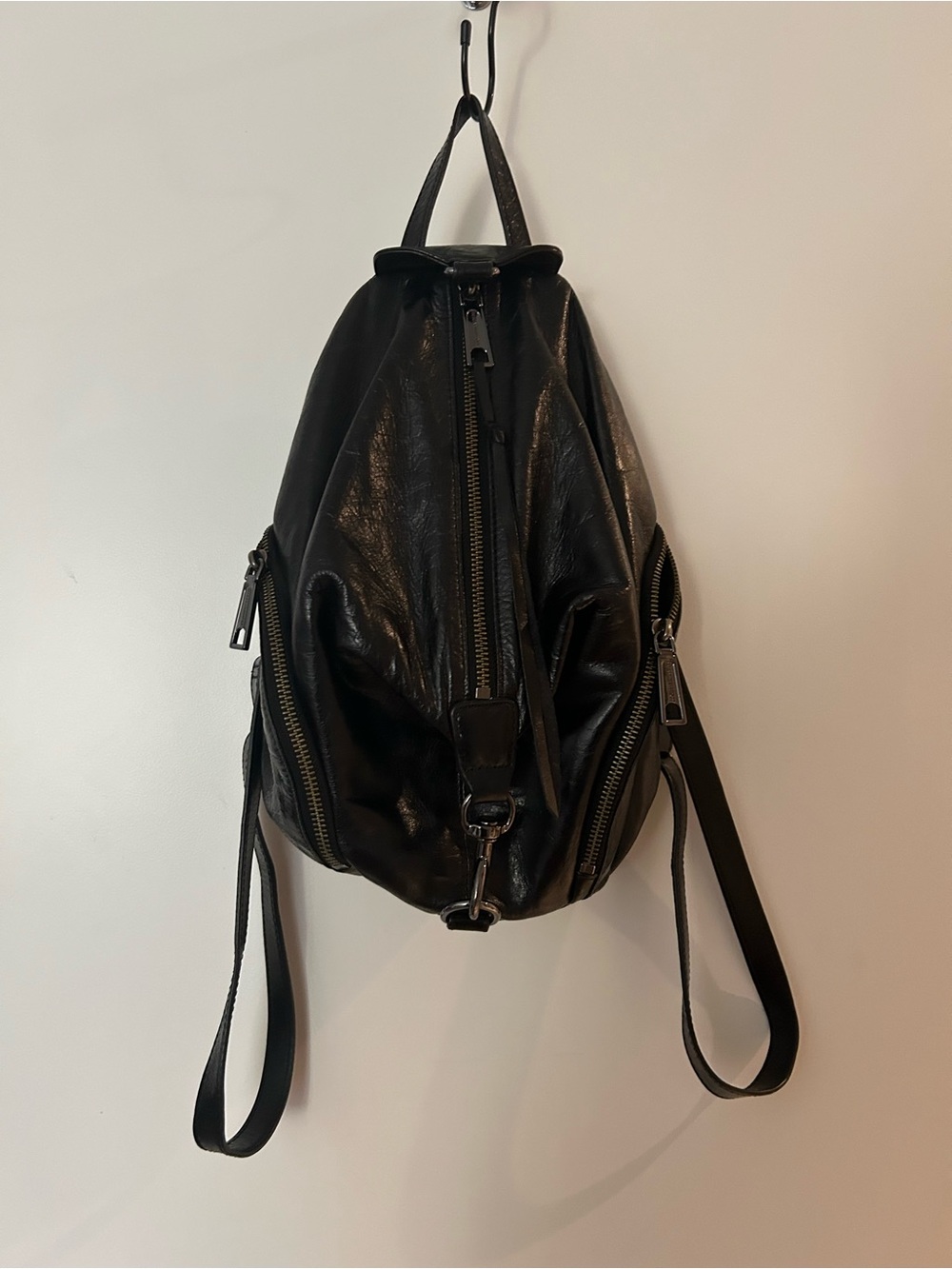 Black Leather Rebecca Minkoff mini backpack